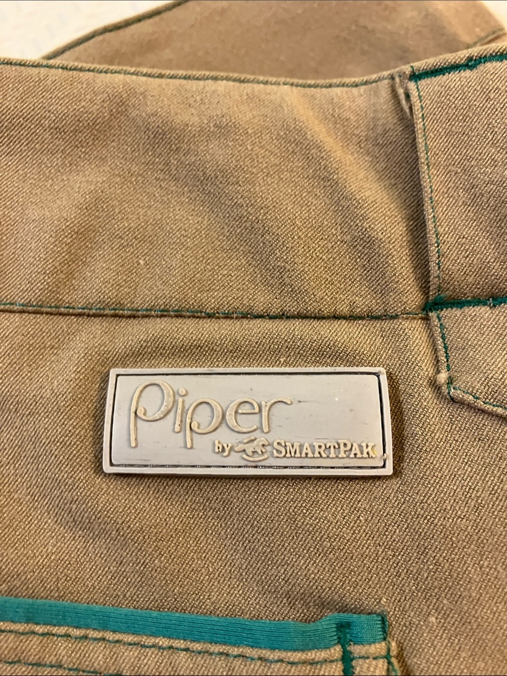 Piper Women's Khaki Riding Chinos with Contrast Trim - Picture 2 of 7
